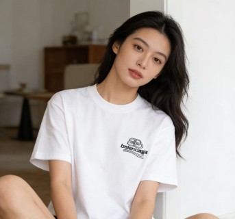 Balenciaga White Logo Short Sleeve T-Shirt view 6