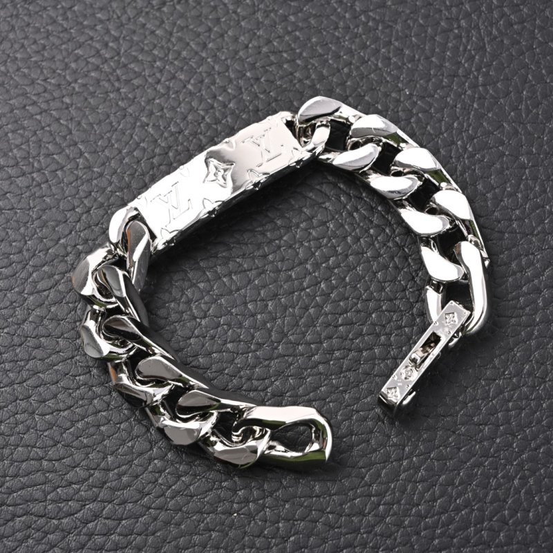 Louis Vuitton Monogram Chain Silver Cuban Bracelet