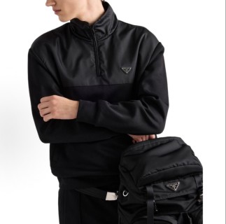 Prada Black Half-Zip Technical Nylon Jacket view 1