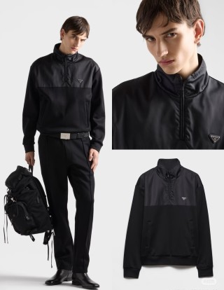 Prada Black Half-Zip Technical Nylon Jacket view 2