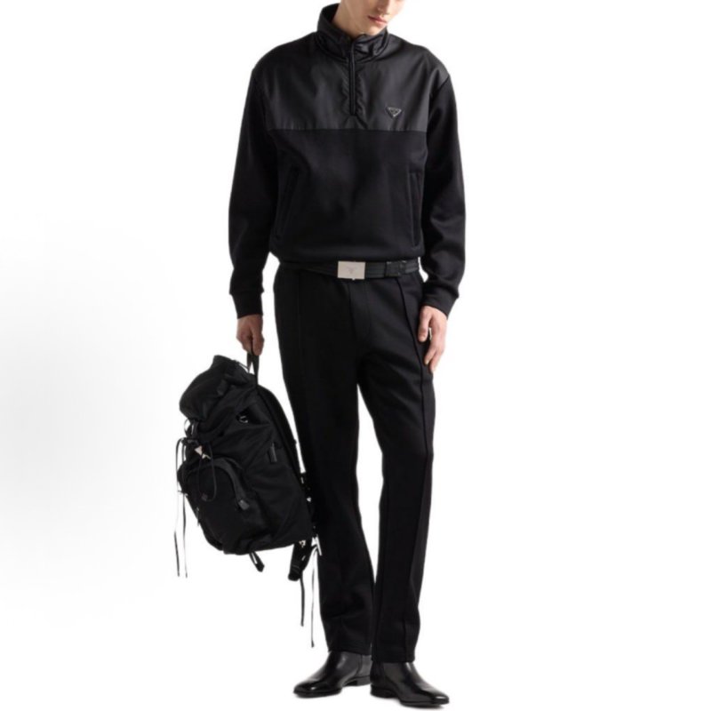Prada Black Half-Zip Technical Nylon Jacket view