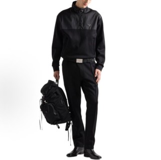 Prada Black Half-Zip Technical Nylon Jacket view 3