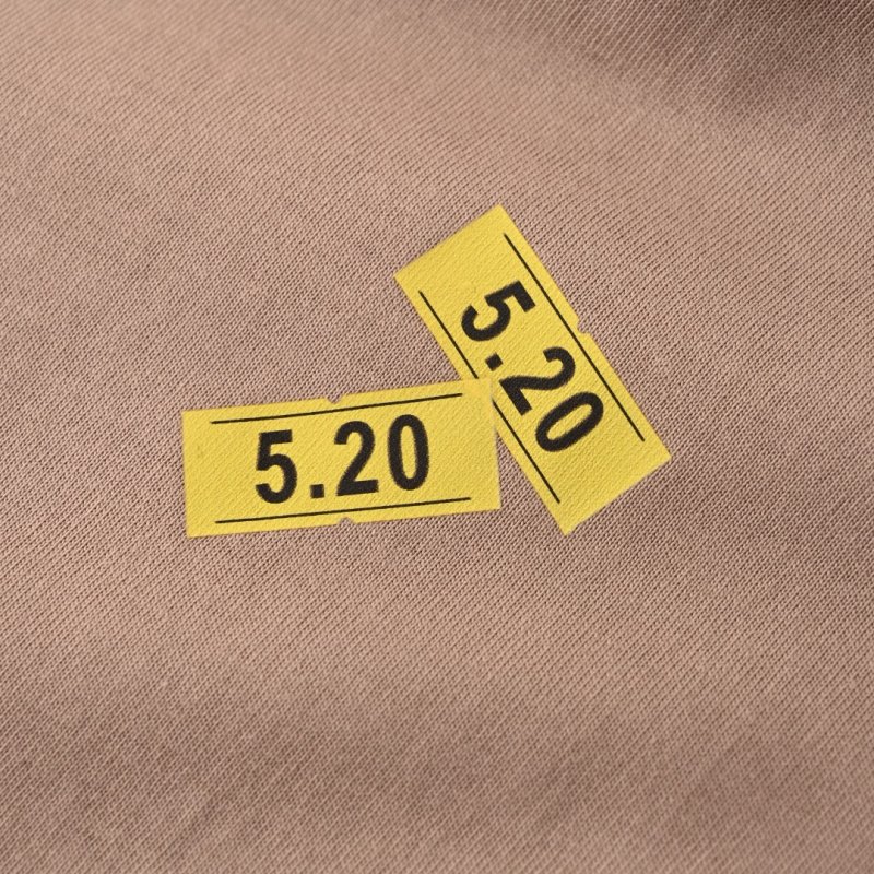 Beige Oversized Short Sleeve T-Shirt with Yellow Tape Details view