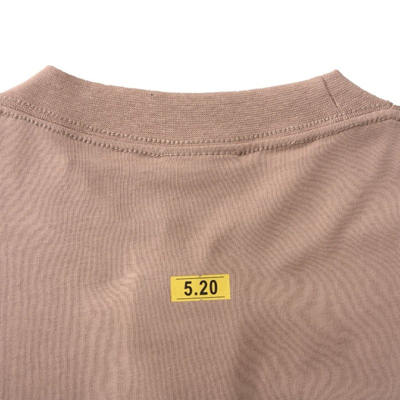 Beige Oversized Short Sleeve T-Shirt with Yellow Tape Details view