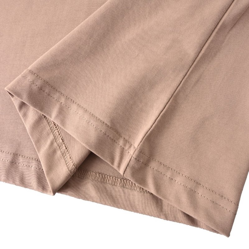 Beige Oversized Short Sleeve T-Shirt with Yellow Tape Details view