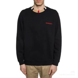 Burberry Black Crew Neck Sweatshirt with Striped Collar view 7