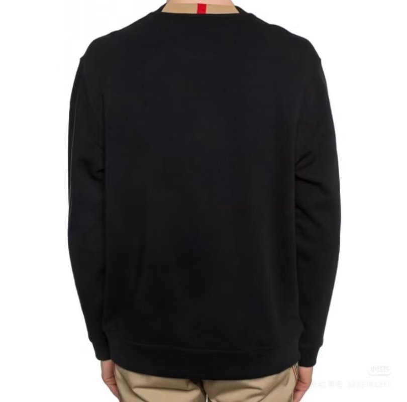 Burberry Black Crew Neck Sweatshirt with Striped Collar view