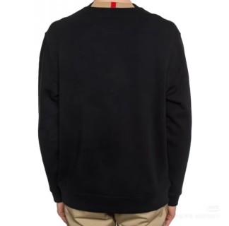 Burberry Black Crew Neck Sweatshirt with Striped Collar view 8