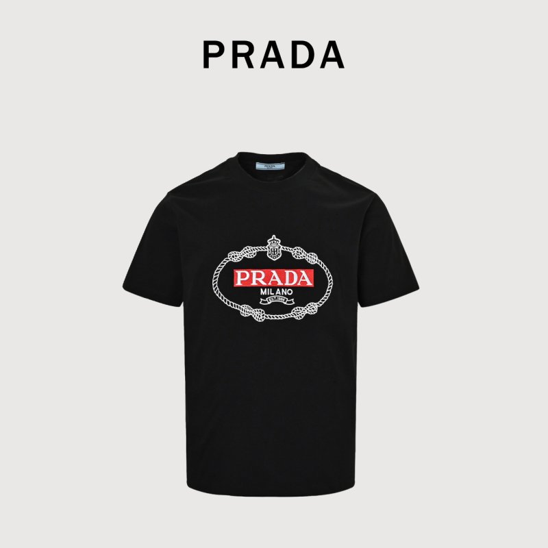 Prada Red Embroidered Logo Polo Shirt - White view