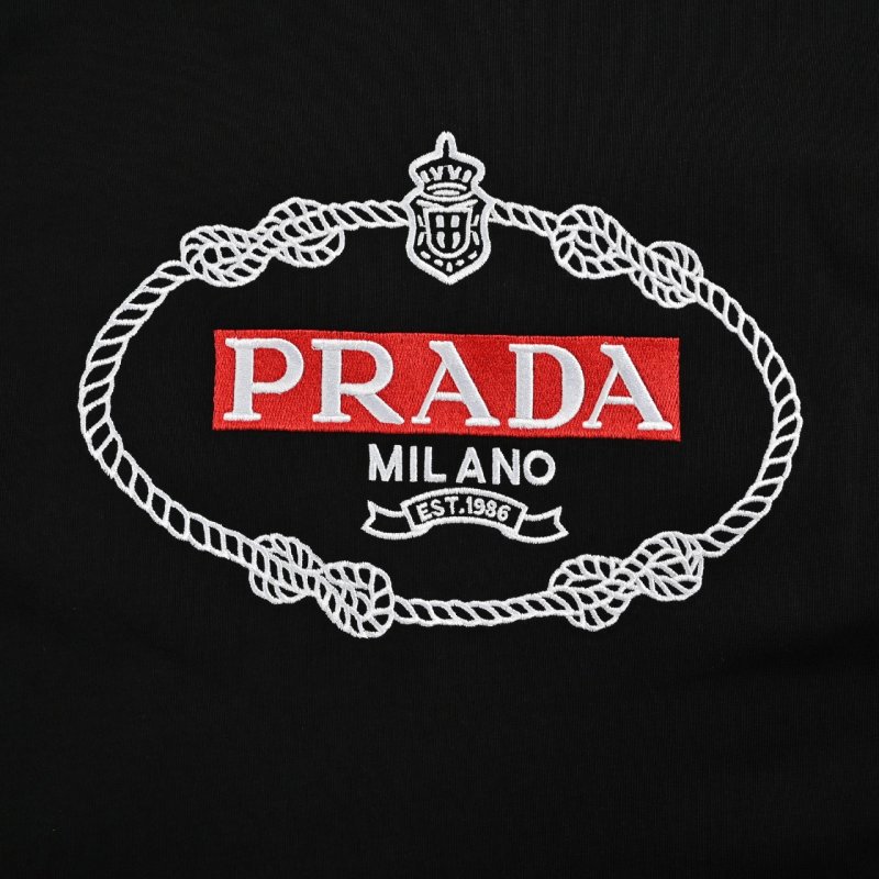 Prada Red Embroidered Logo Polo Shirt - White view