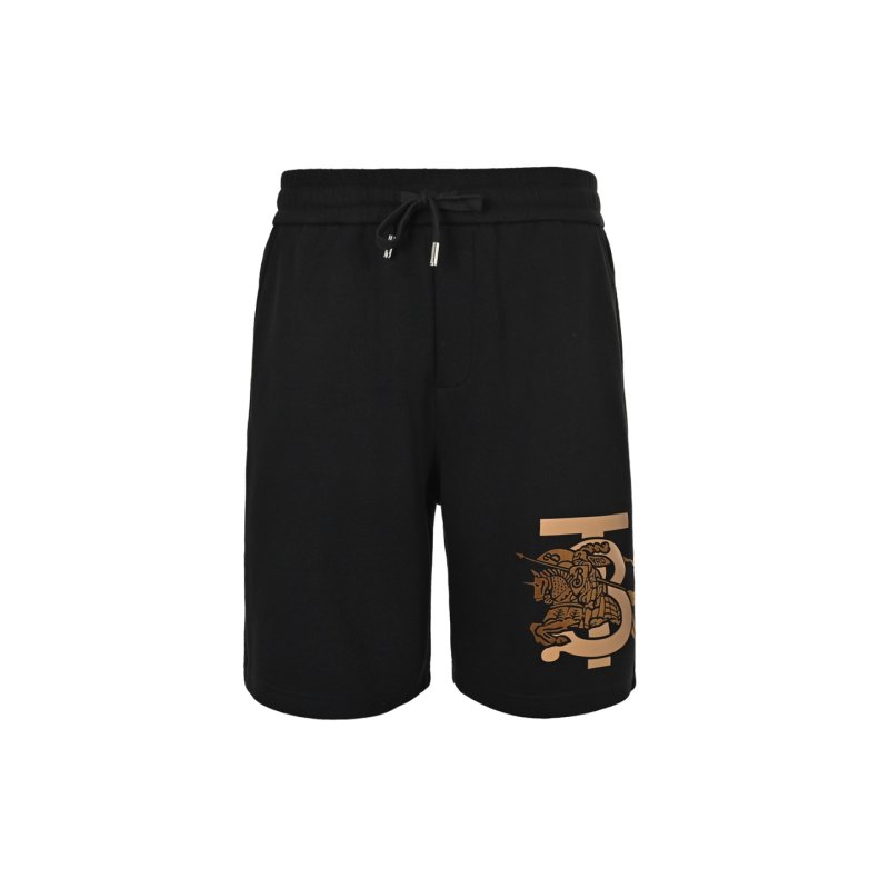 Black Drawstring Shorts with Gold Graphic Print view