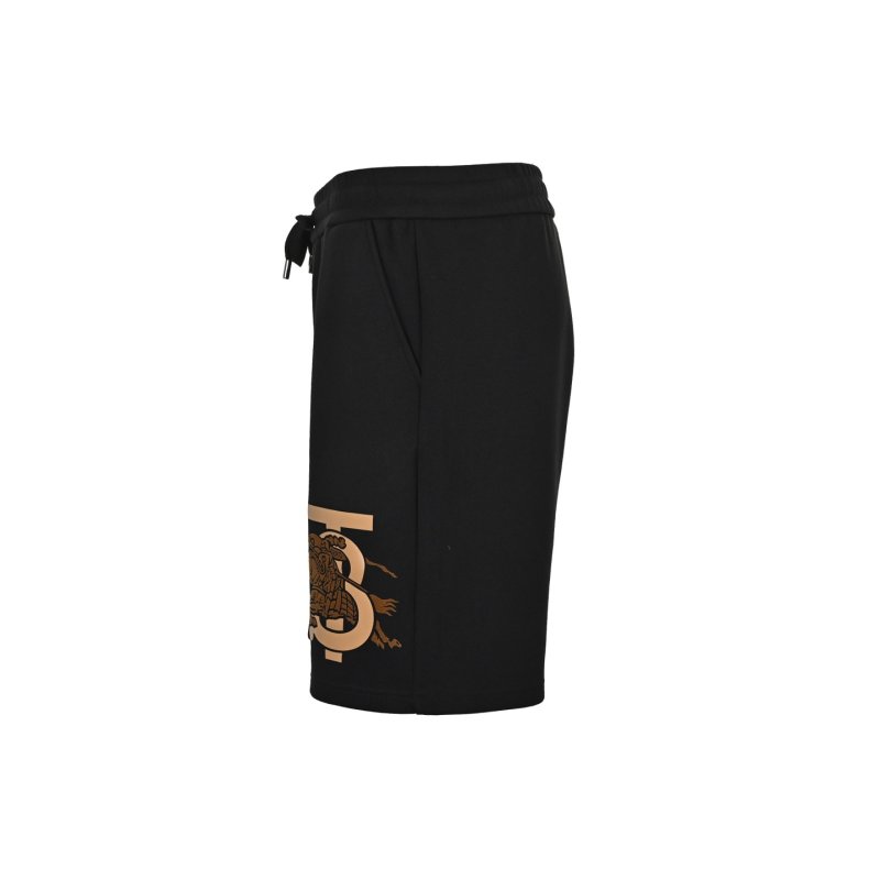 Black Drawstring Shorts with Gold Graphic Print view