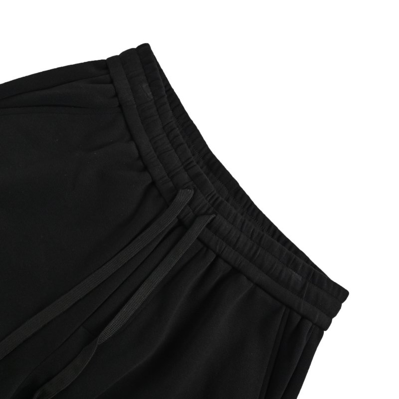 Black Drawstring Shorts with Gold Graphic Print view