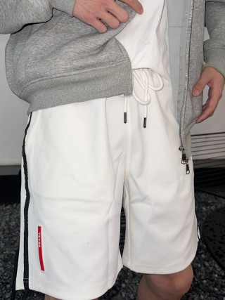 Prada White Side Stripe Shorts view 1