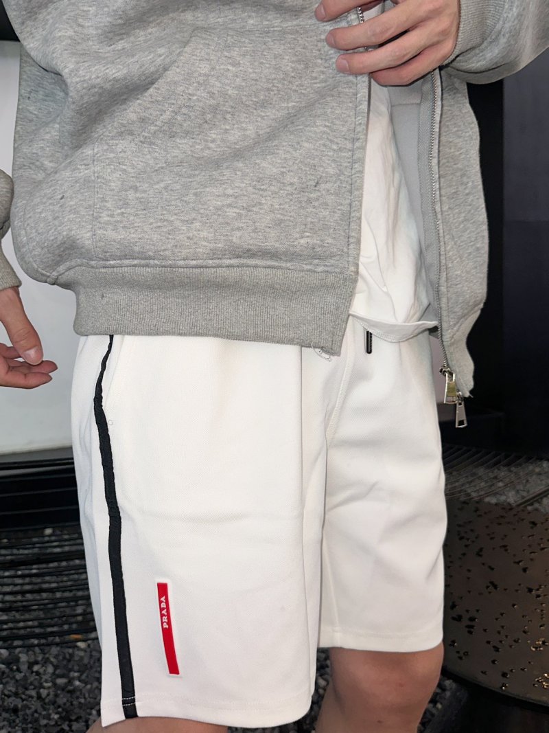 Prada White Side Stripe Shorts view