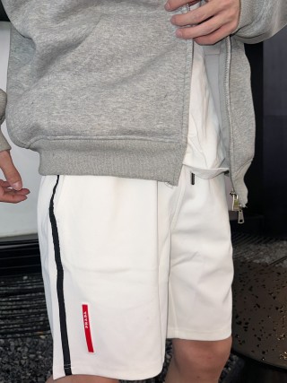 Prada White Side Stripe Shorts view 2