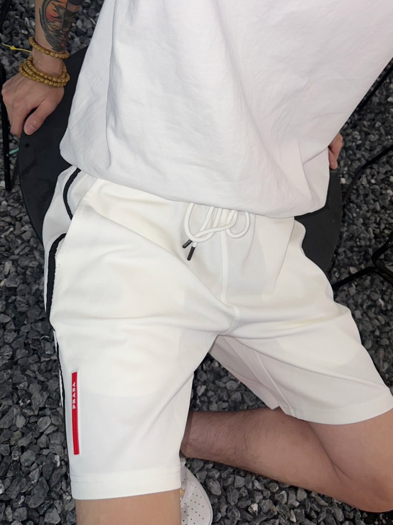 Prada White Side Stripe Shorts view
