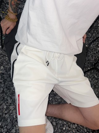 Prada White Side Stripe Shorts view 3