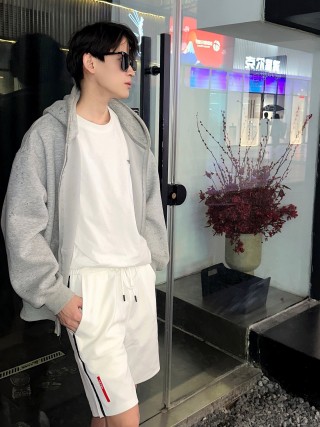 Prada White Side Stripe Shorts view 5