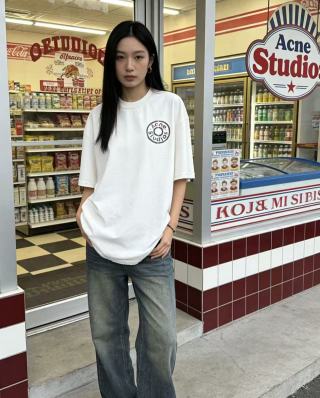 Acne Studios White Logo Circle T-Shirt