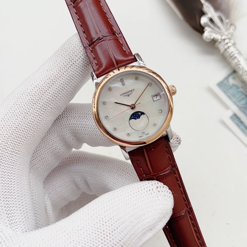 Longines Master Collection Moon Phase Rose Gold Red Leather