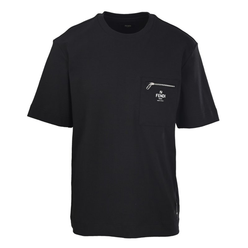 Fendi Black Pocket T-Shirt with Zip Detail view