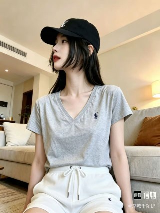 Ralph Lauren Women's Grey V-Neck T-Shirt view 1