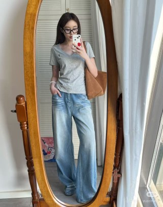 Ralph Lauren Women's Grey V-Neck T-Shirt view 2