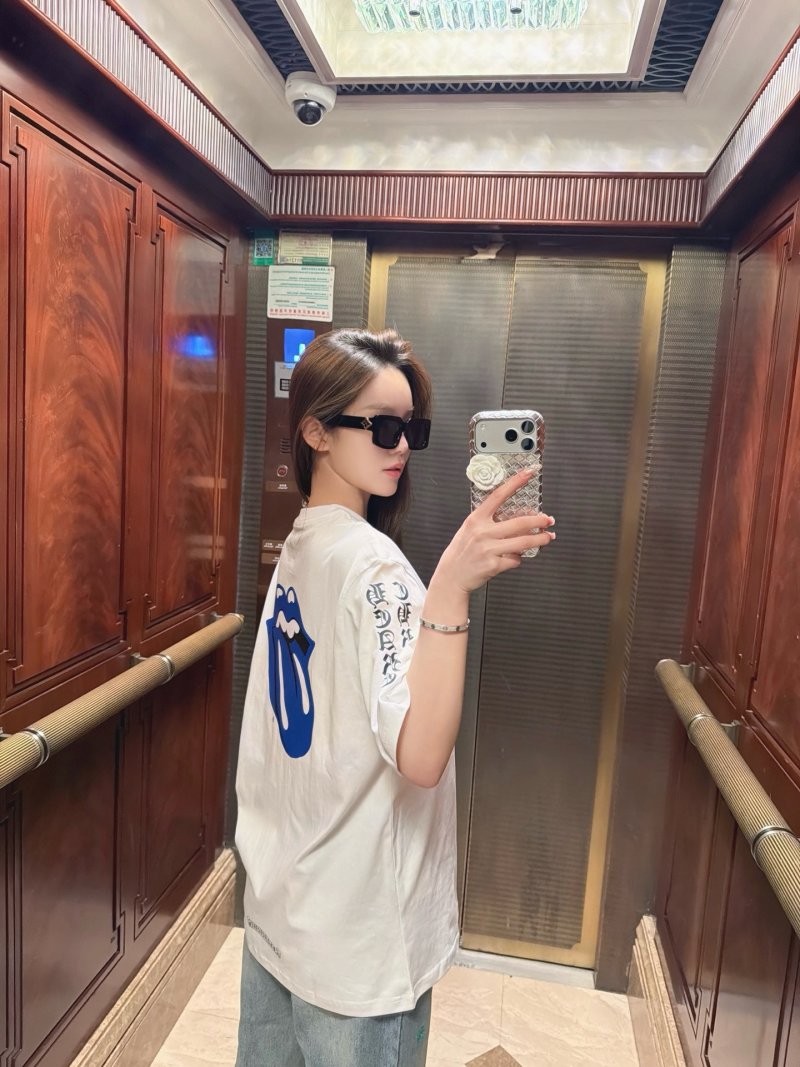 White Oversized T-Shirt with Blue Graphic Back Print