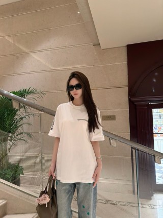 White Oversized T-Shirt with Blue Graphic Back Print view 4