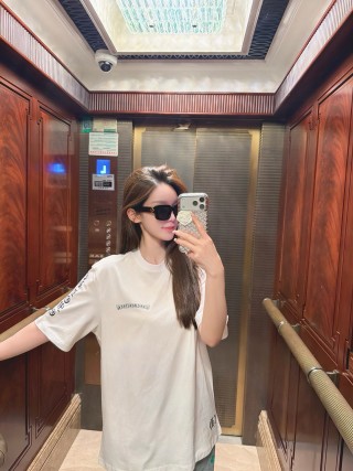 White Oversized T-Shirt with Blue Graphic Back Print view 6