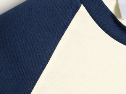 Ami Paris Colorblock Short Sleeve T-Shirt Navy Cream view 7