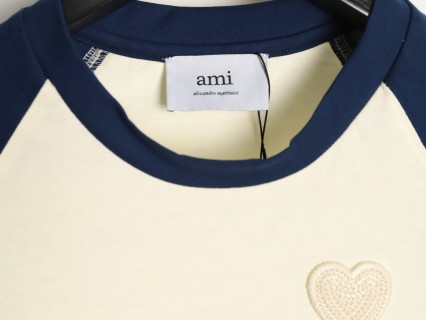 Ami Paris Colorblock Short Sleeve T-Shirt Navy Cream view 8