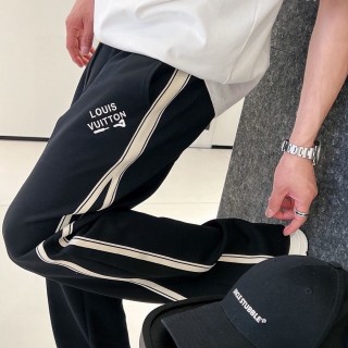 Black Track Pants with White Side Stripe view 3
