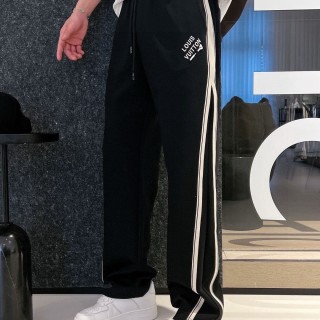 Black Track Pants with White Side Stripe view 4
