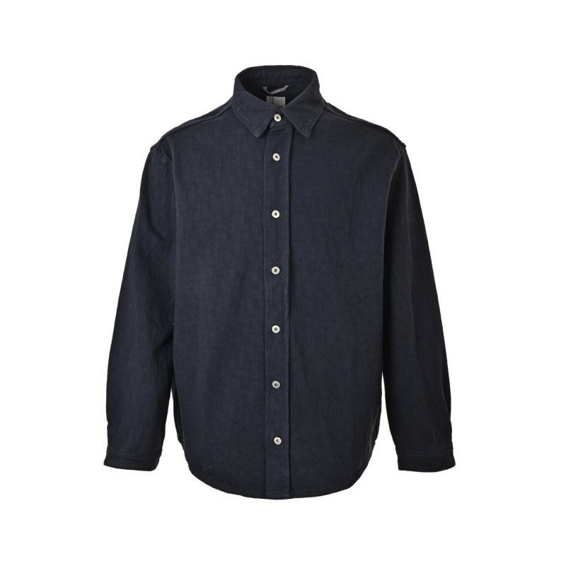 Navy Wool Blend Button-Up Shirt Jacket view