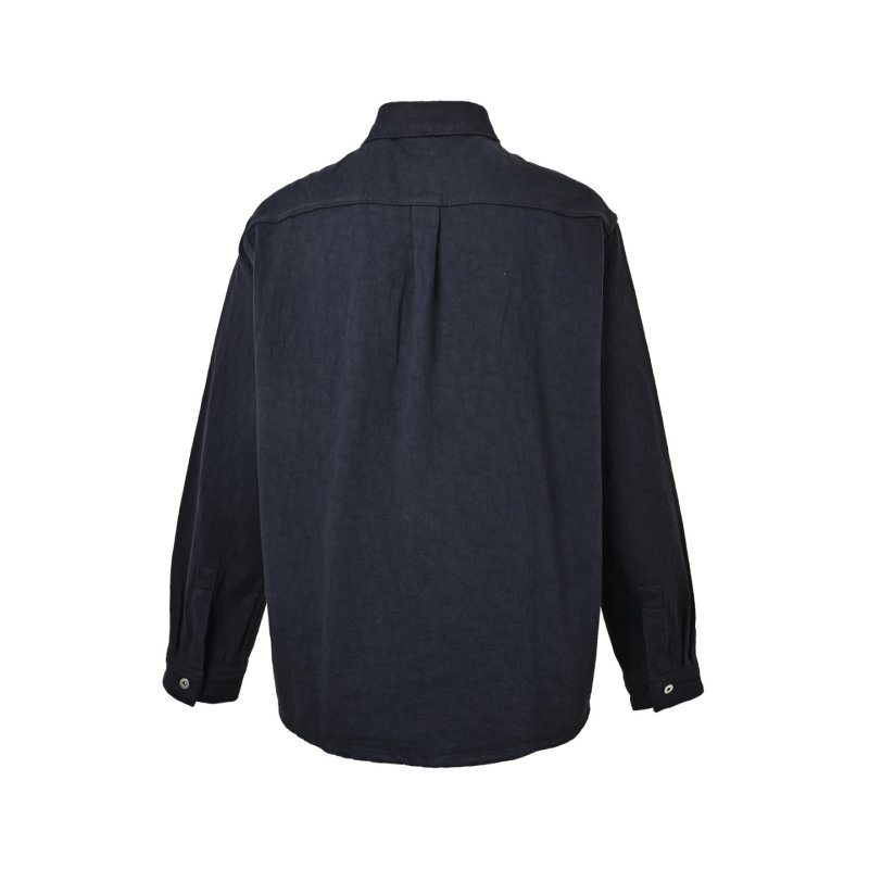 Navy Wool Blend Button-Up Shirt Jacket view