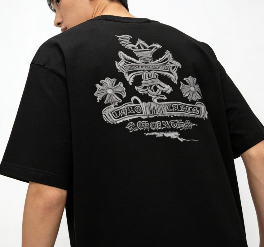 Chrome Hearts Black Graphic Back Print T-Shirt