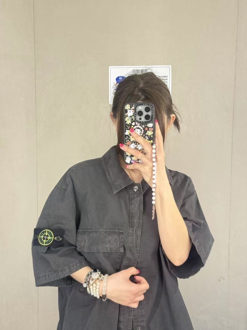 Stone Island Compass Badge Black Denim Shirt