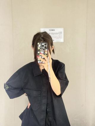 Stone Island Compass Badge Black Denim Shirt view 4