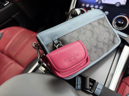 Coach Heritage 25 Signature Canvas Crossbody Bag Black & Rose view 5