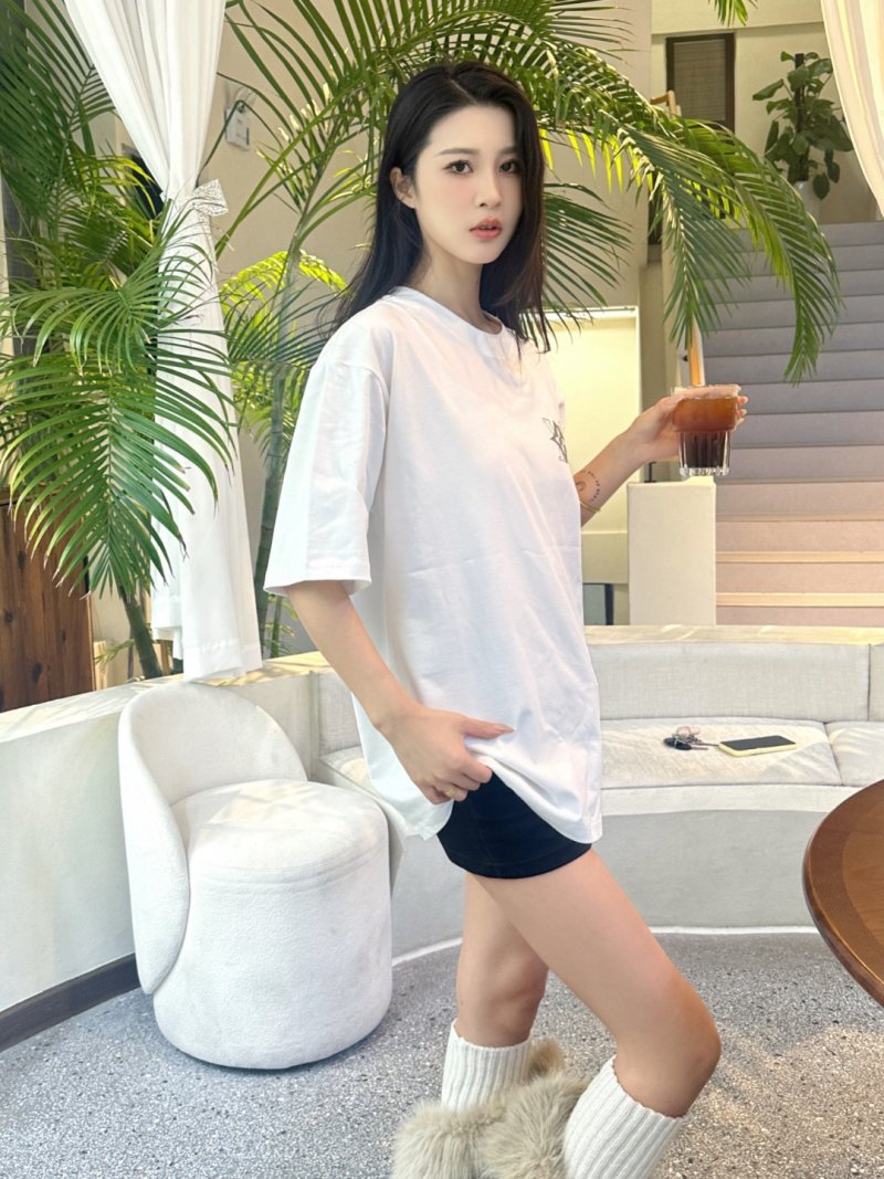 White Oversized Short Sleeve T-Shirt with Star Chest Print view