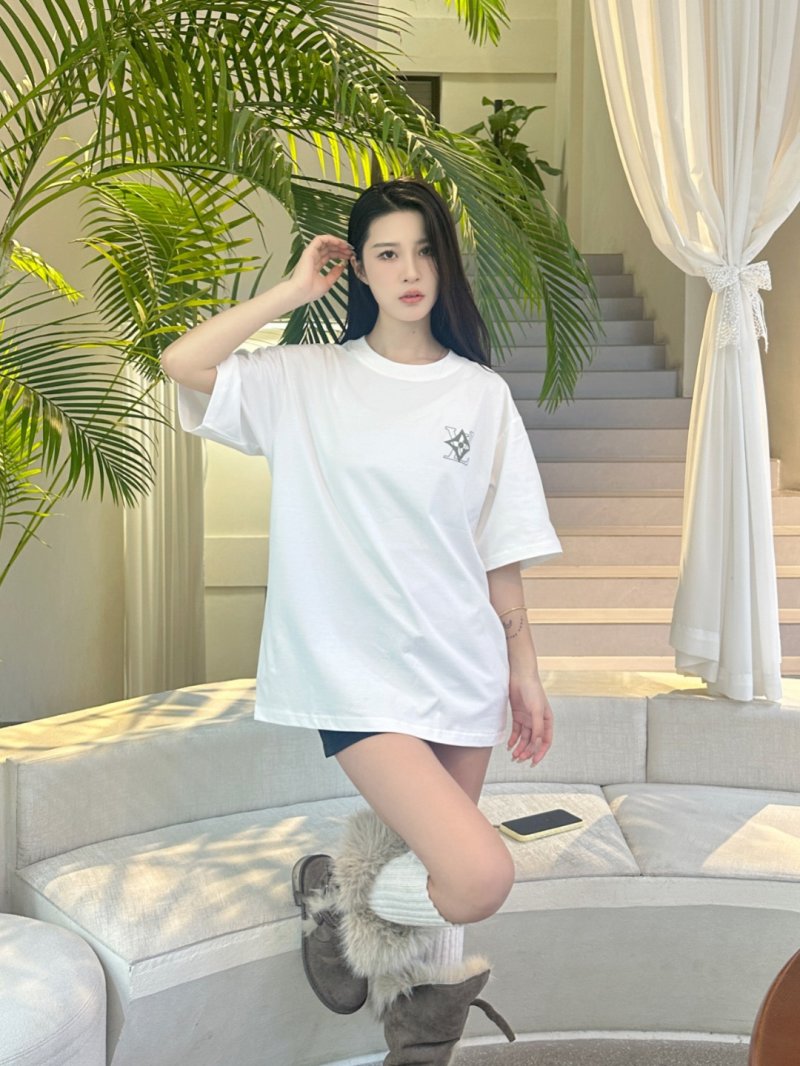 White Oversized Short Sleeve T-Shirt with Star Chest Print view
