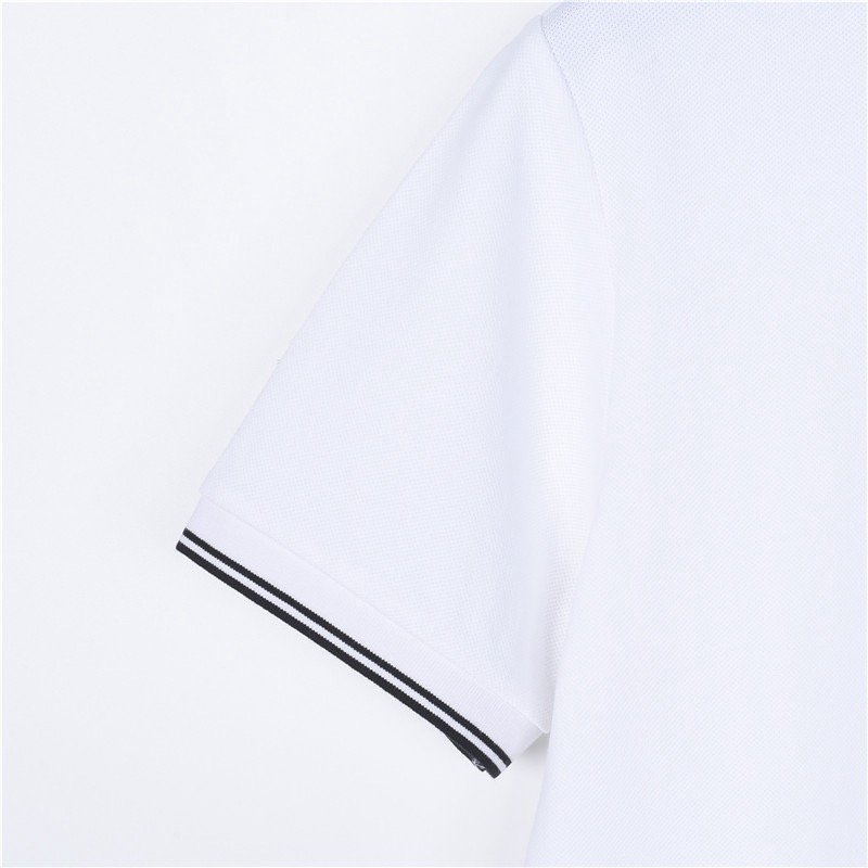 Moncler White Polo Shirt with Striped Trim view