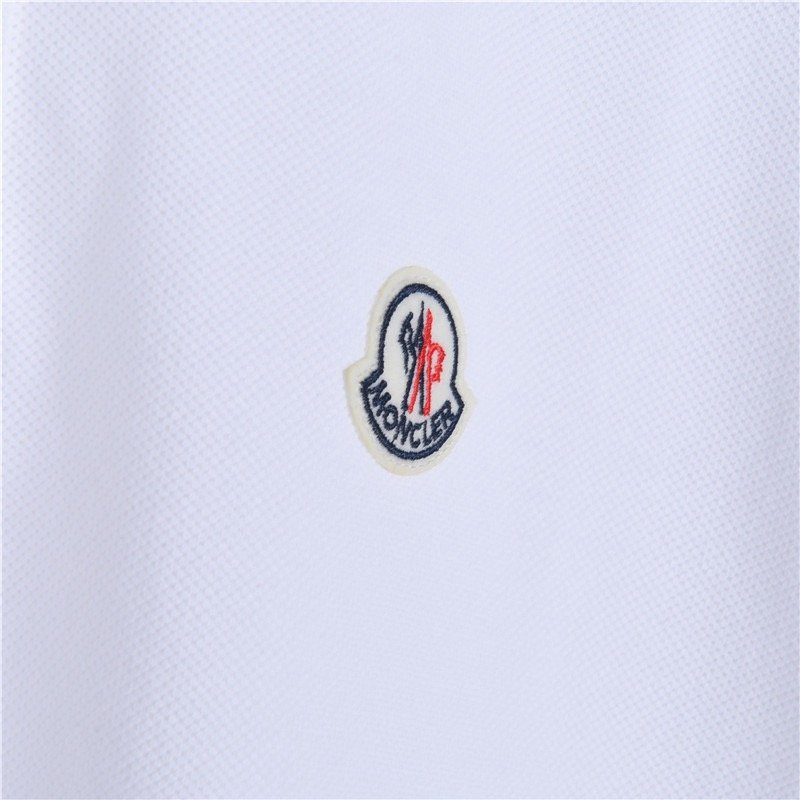 Moncler White Polo Shirt with Striped Trim view
