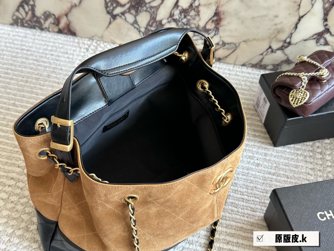 Chanel Suede Hobo Shoulder Bag - Camel & Black view