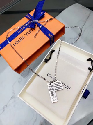 Louis Vuitton Monogram Stripe Enamel Dual Pendant Necklace view 3