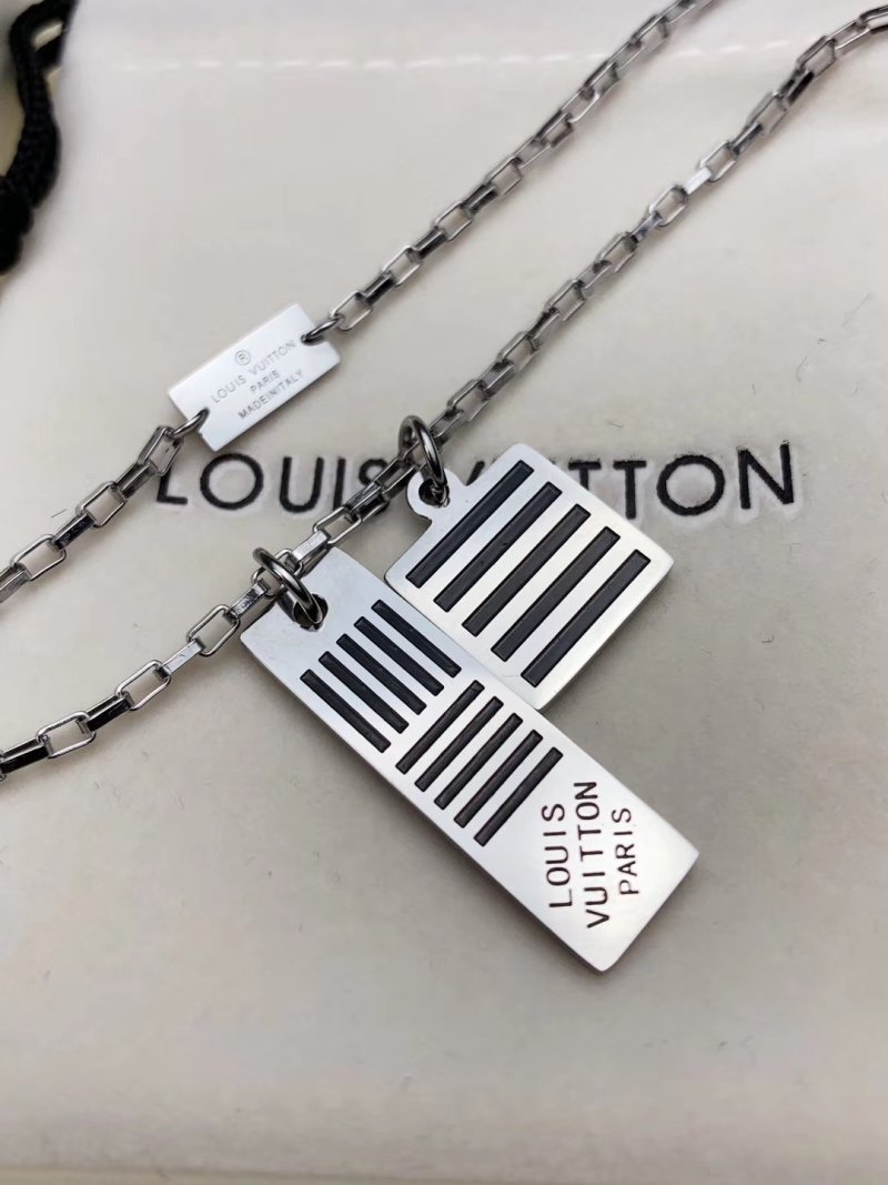 Louis Vuitton Monogram Stripe Enamel Dual Pendant Necklace view