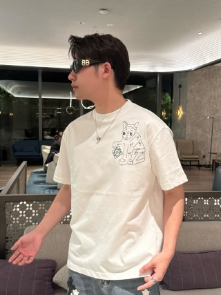 Cream Graphic Dog Print Short Sleeve T-Shirt view 2