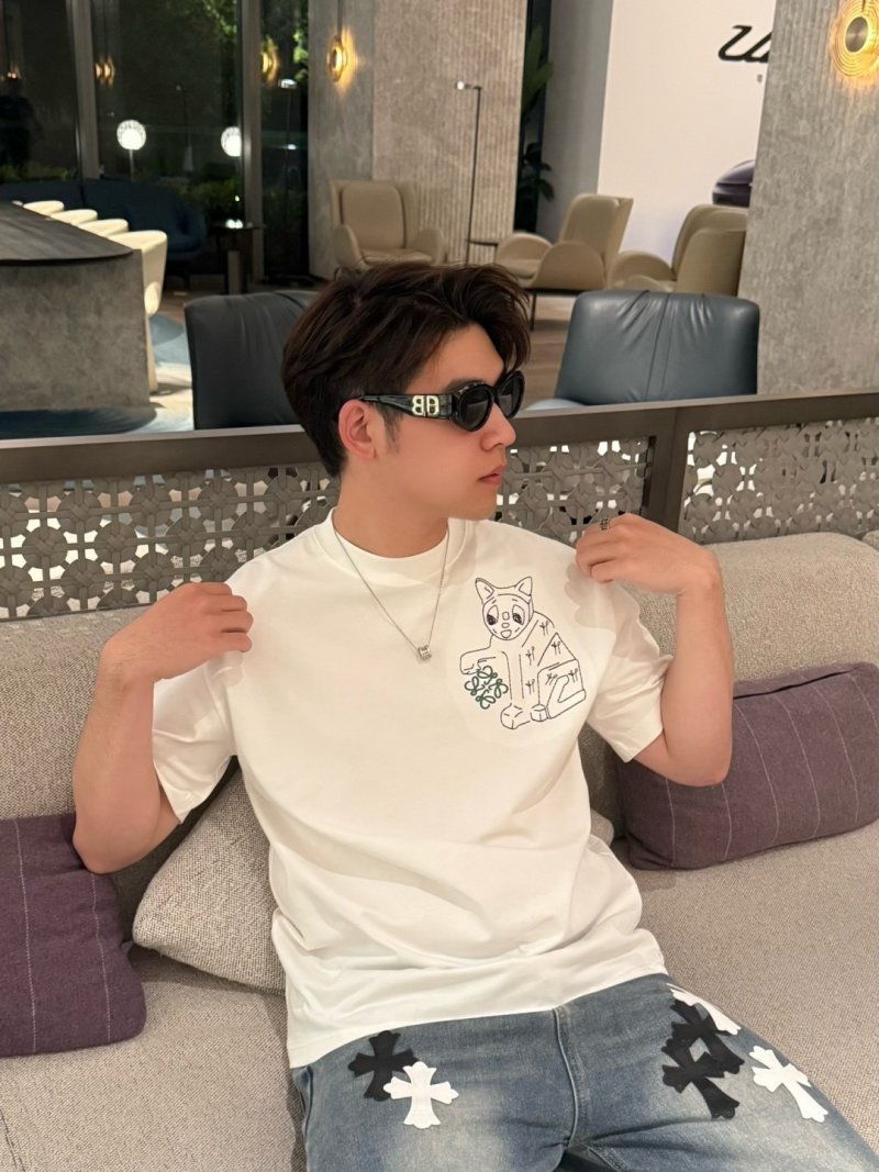 Cream Graphic Dog Print Short Sleeve T-Shirt view